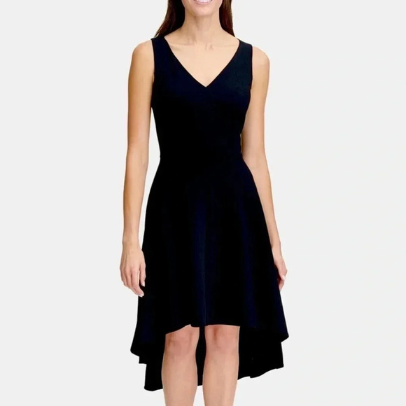 Tommy Hilfiger Flattering Sleeveless Hi-Low Fit & Flare Dress Black Size: 12 NWT - Picture 1 of 7